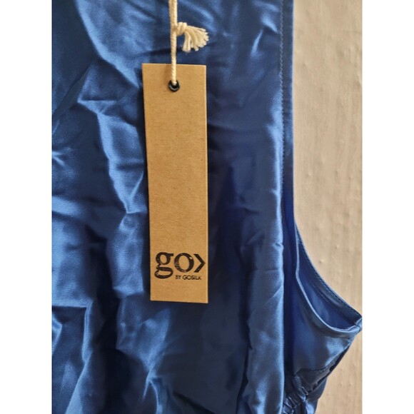 Go by GoSilk “Go Pull Me In” 100% Silk Maxi Dress Cornflower Blue Size Large NWT - Picture 4 of 12